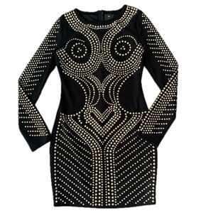 Posh By V NWT Gold Studded Bodycon Dress